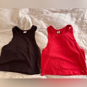 Aritzia Sunday Best Tank Tops - Red and Brown